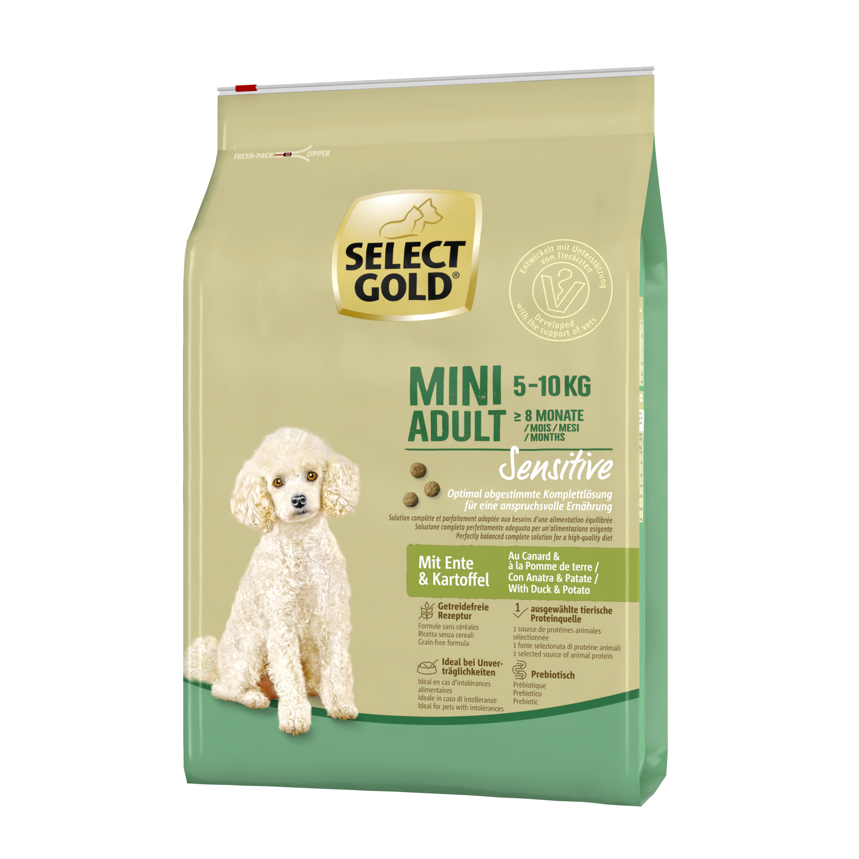 SELECT GOLD Hundetrockenfutter SELECT GOLD Sensitive Mini Adult Ente & Kartoffel 4 kg