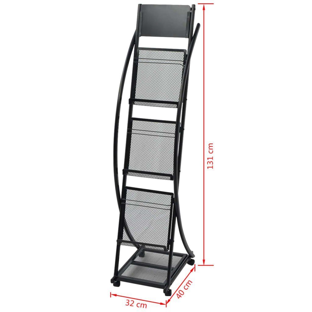 vidaXL Zeitungsständer 30098 Zeitschriftenständer 40 x 32 x 131 cm Schwarz A4