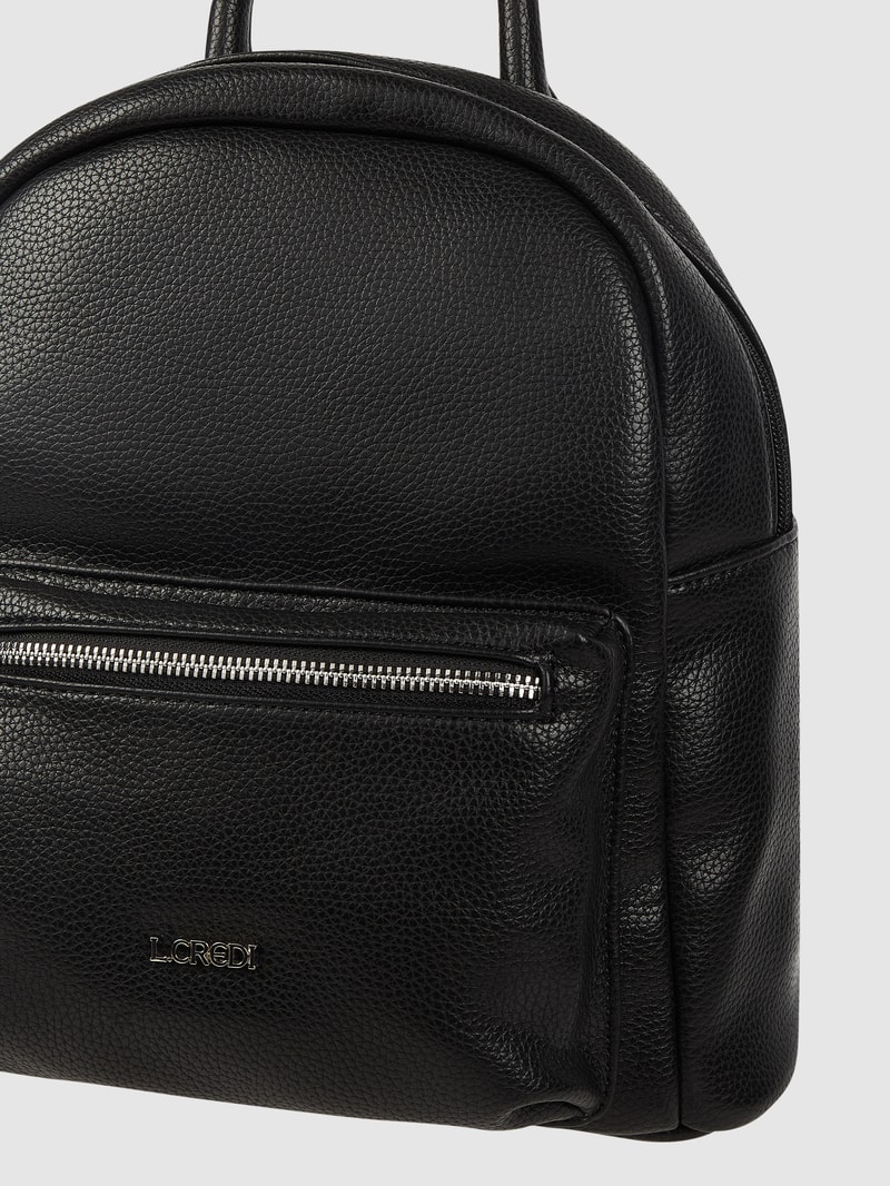 Rucksack mit Label-Detail Modell 'BUDAPEST' in schwarz