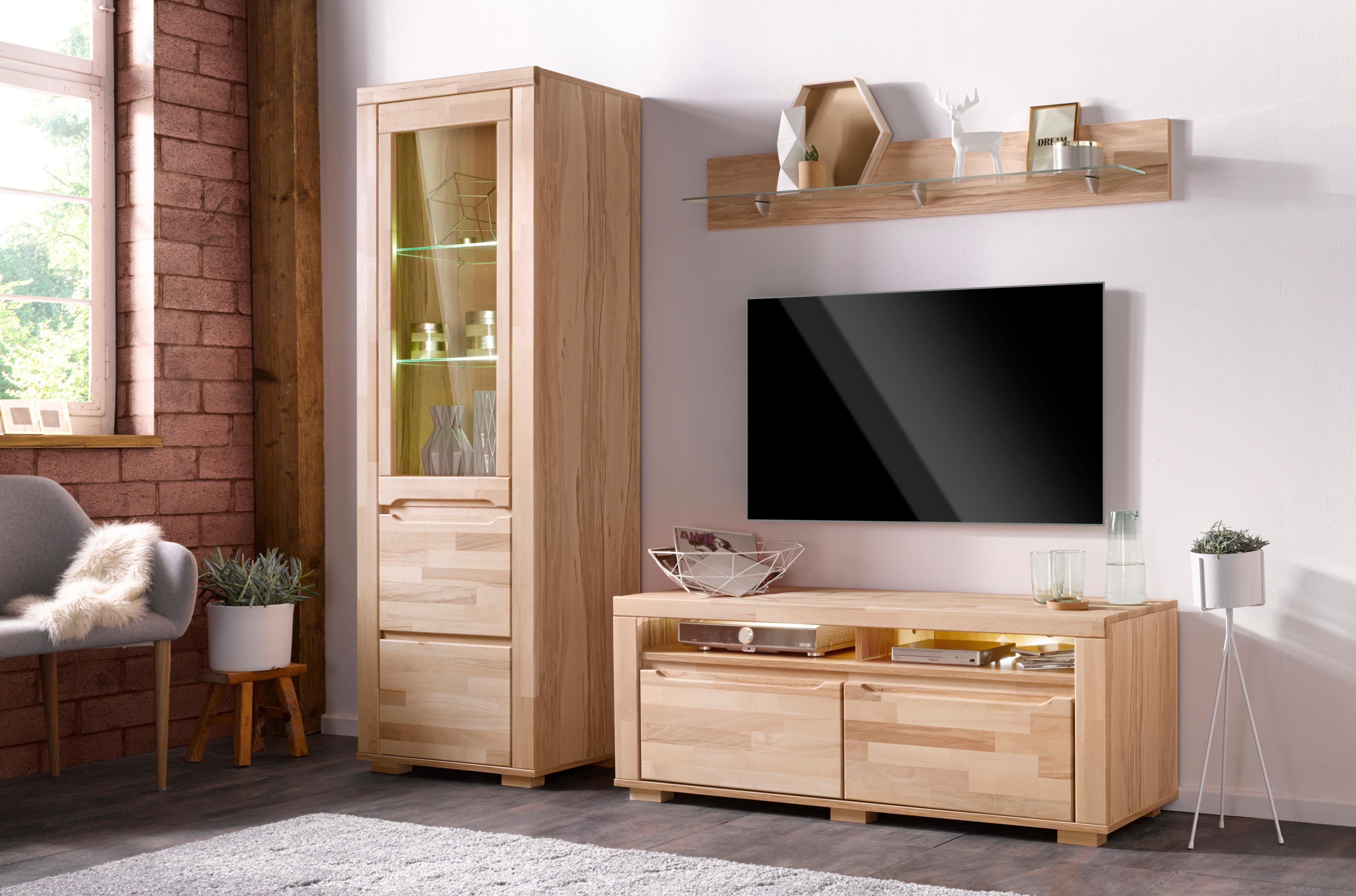 Woltra Wohnwand Denis, (Set, 3-St), teilmassives Holz