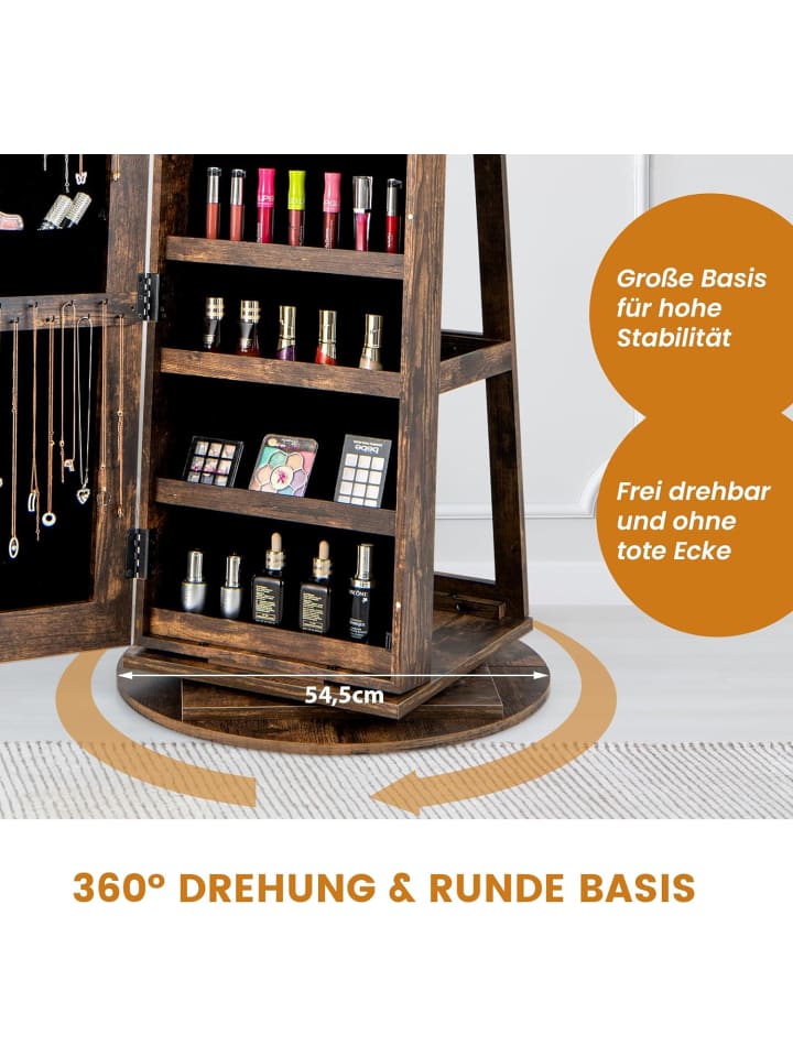 COSTWAY Schmuckschrank 3 in 1 drehbar in Braun günstig kaufen onesize