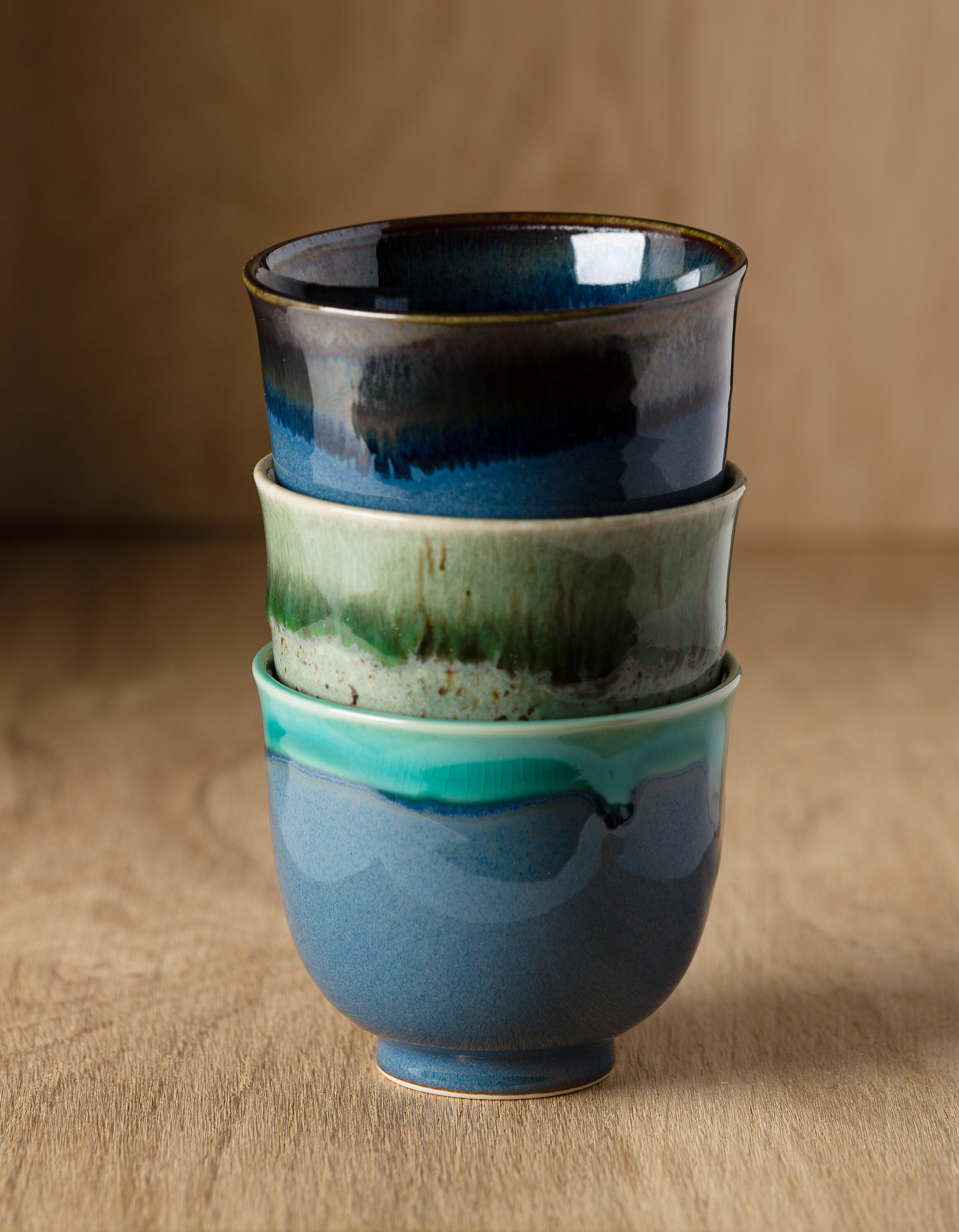 IWA  Bol à thé bleu et noir en porcelaine