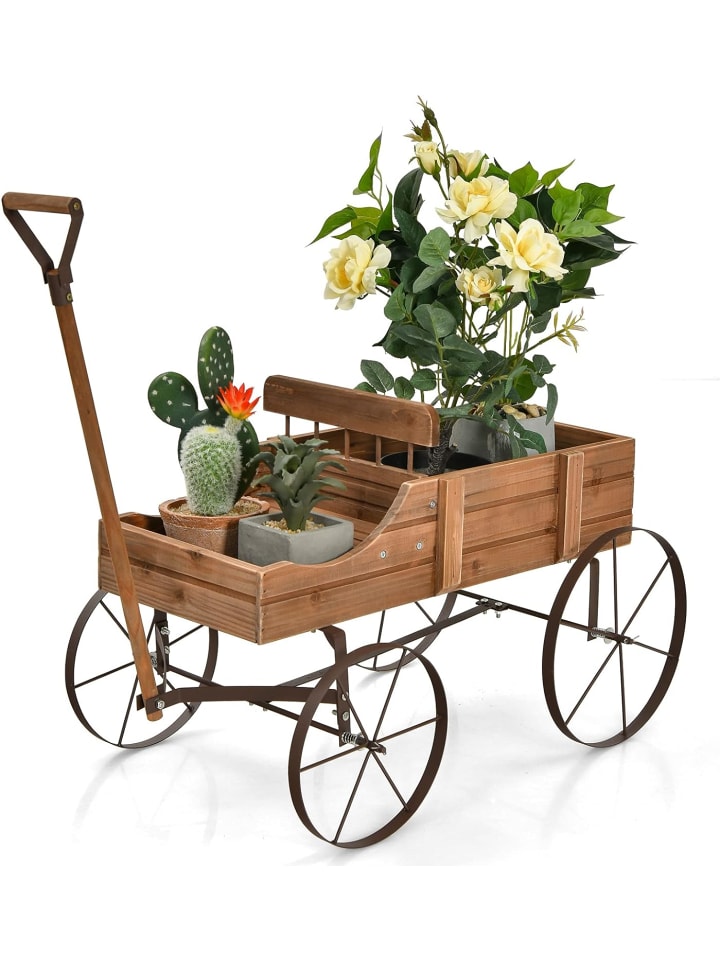 COSTWAY Blumenständer Holzwagen in Braun günstig kaufen onesize