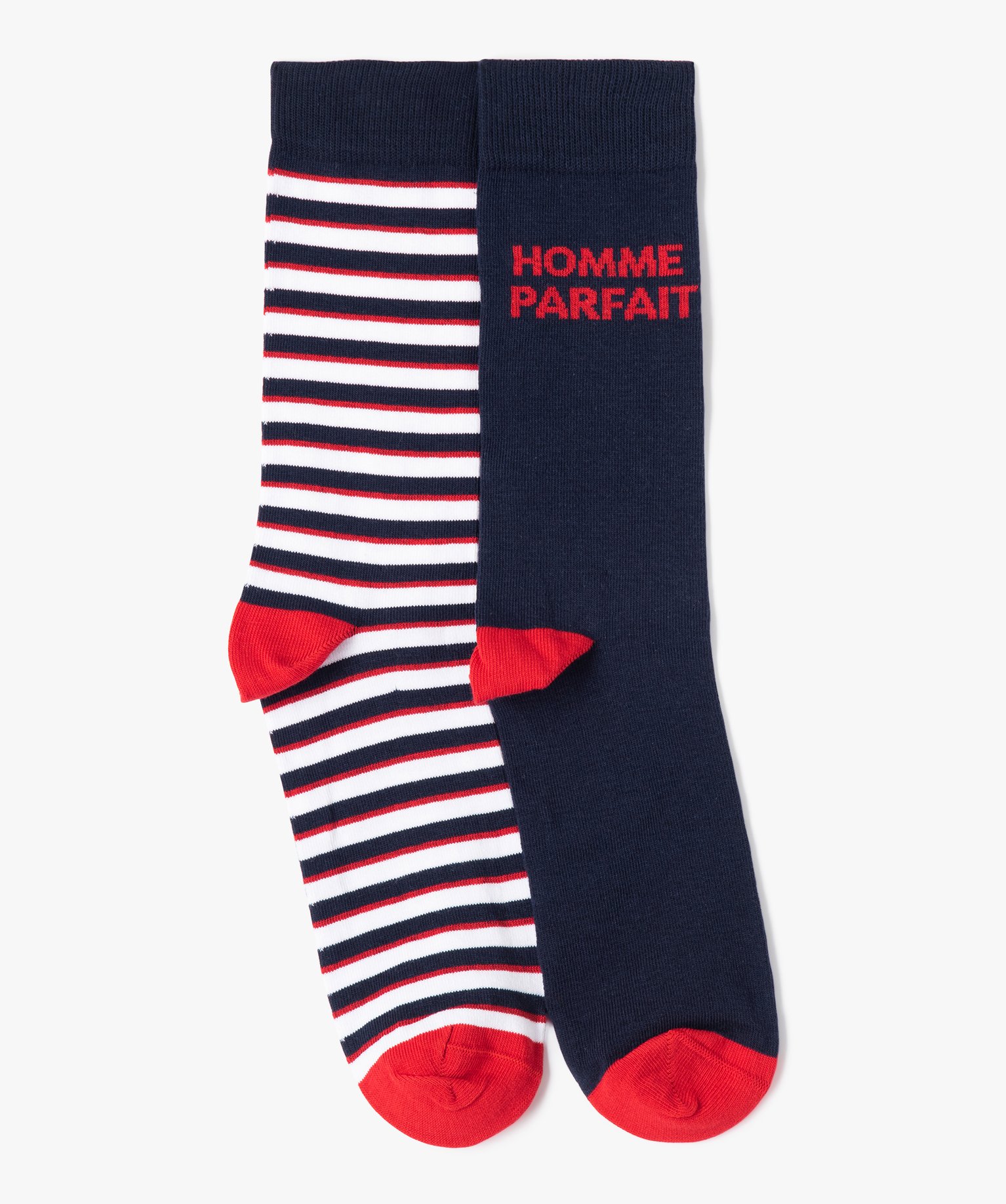 Chaussettes homme tige haute imprimées (lot de 2) marine | GEMO