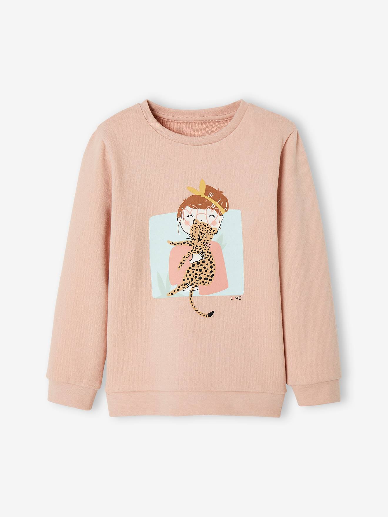 Sweat motif égérie fille bleu ciel