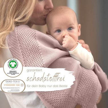 Babydecke DIKOS® Babydecke aus *100%* Bio Baumwolle, Strickdecke, Geschenk, DIKOS, PREMIUM Qualität, 75x100 cm, atmungsaktiv, nachhaltig, kuschelweich