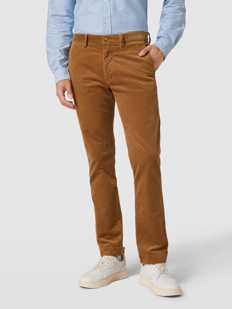 Slim Stretch Fit Cordhose mit Knopfverschluss Modell 'BEDFORD' in beige