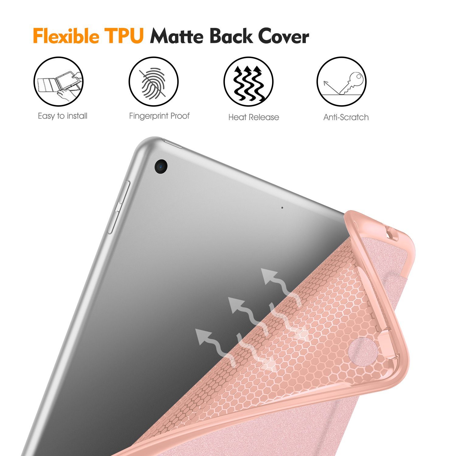 Fintie Tablet-Hülle Hülle für iPad 9. Generation 2021/8. Gen 2020/7. Gen 2019 10.2 Zoll - Superleicht Soft TPU Rückseite Abdeckung Schutzhülle mit eingebautem Pencil Halter, Auto Sleep/Wake
