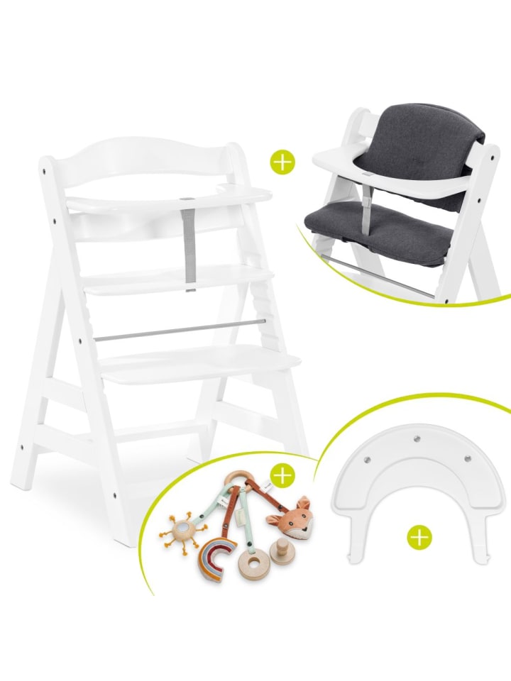 Hauck Hochstuhl Alpha Plus White im Sparset - inkl. Sitzkissen in weiss günstig kaufen onesize