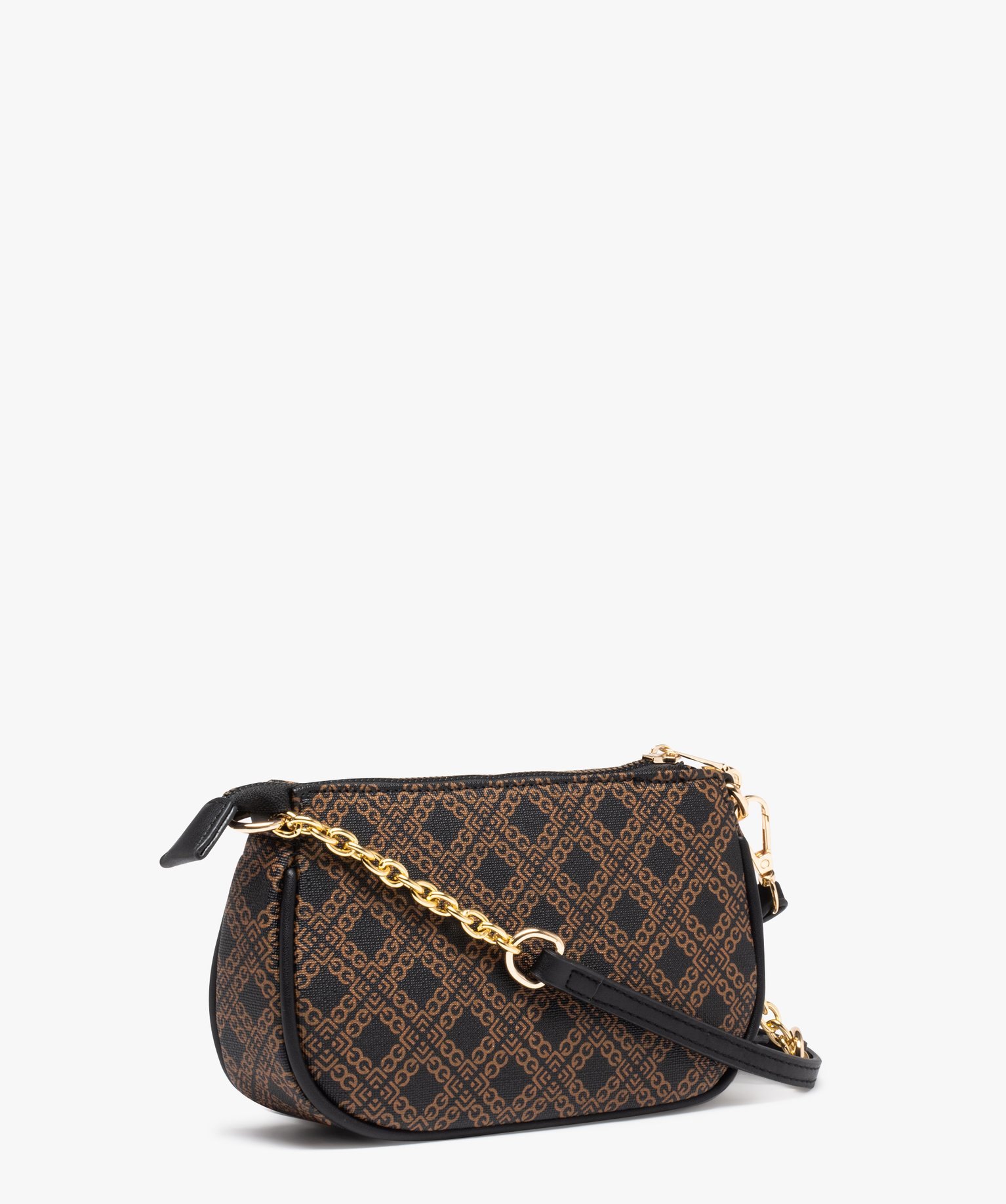 Sac besace compact imprimé avec bandoulière en chane femme noir | GEMO