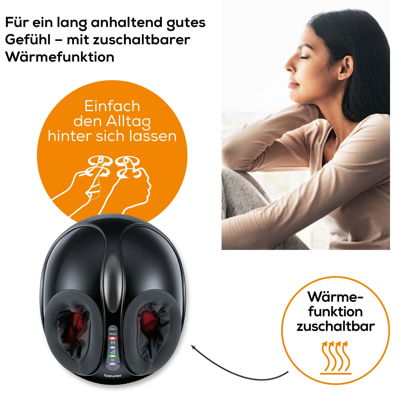 Beurer Fußmassagegerät FM 90-Shiatsu- und 3-Stufen-Luftdruckmassage für Fußsohlen & Ferse