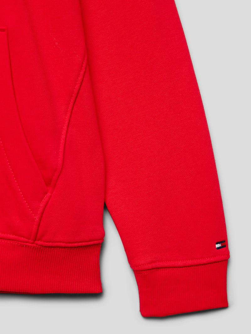 Hoodie mit Logo- und Label-Stitchings in rot