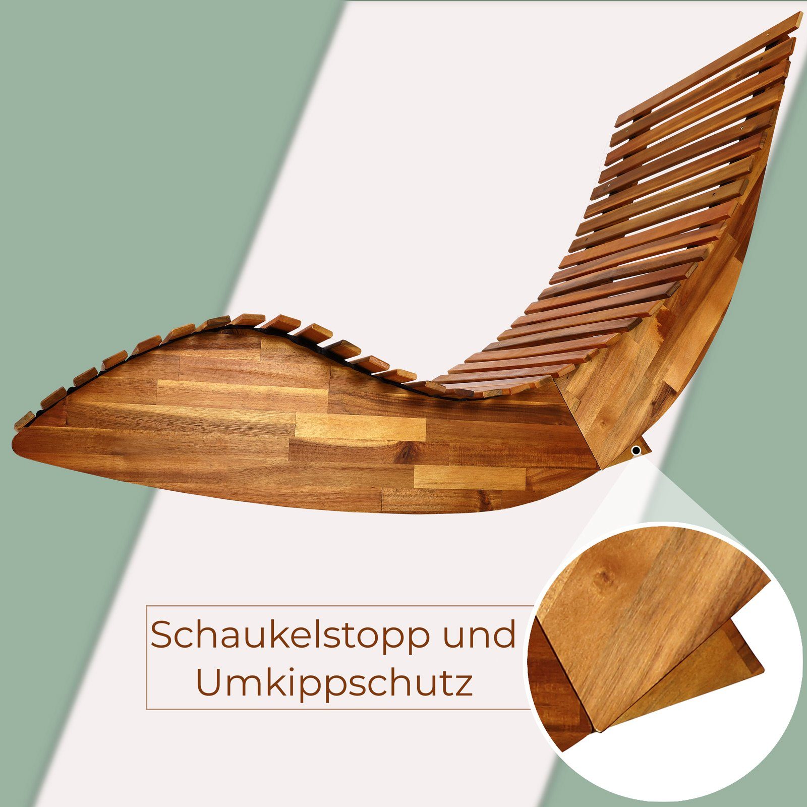 Casaria Gartenliege Braun, 2 St., Holz Wetterfest Ergonomisch Schaukelfunktion FSC®-zertifiziert Akazie