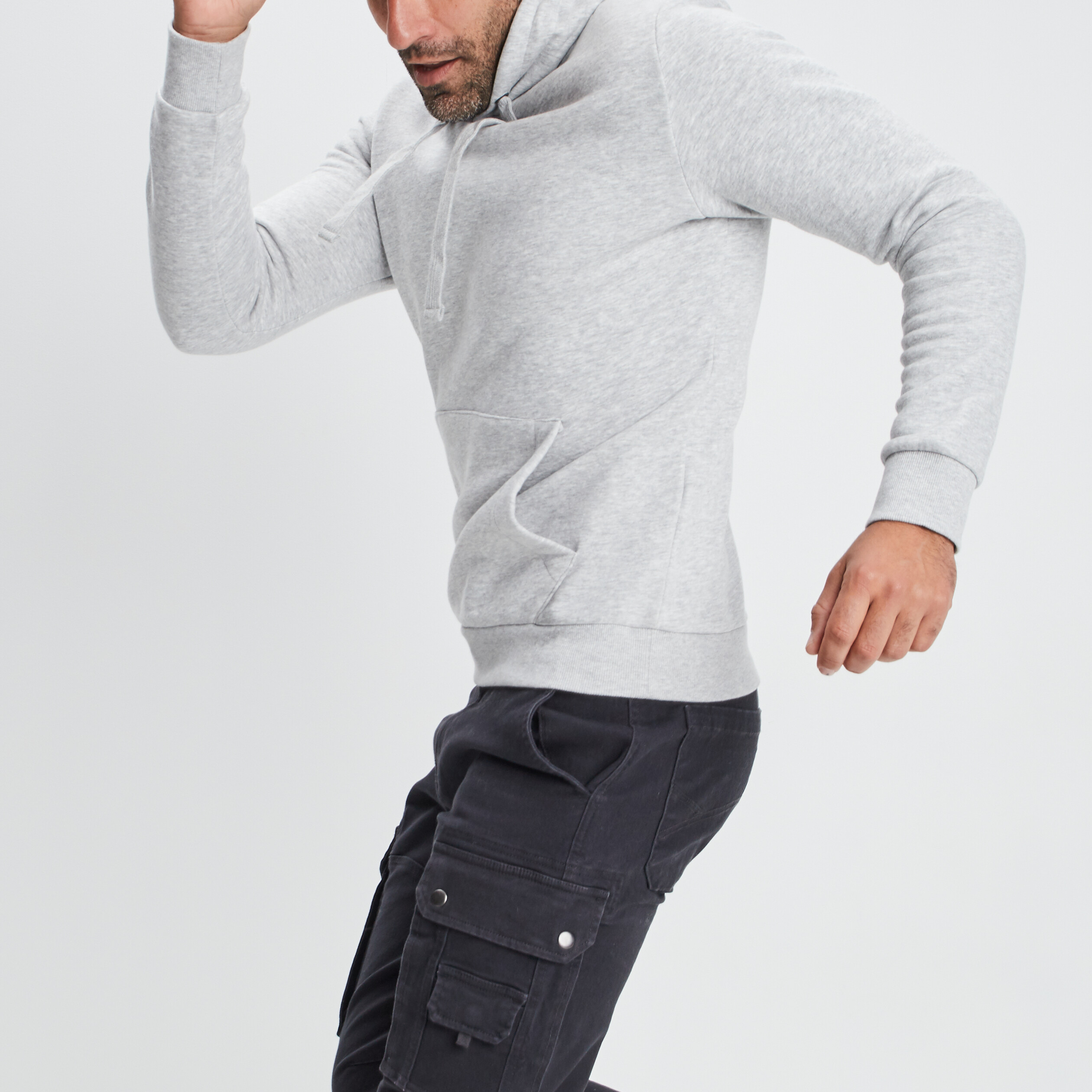 Sweat molleton à capuche hoodie gris clair homme | La Halle