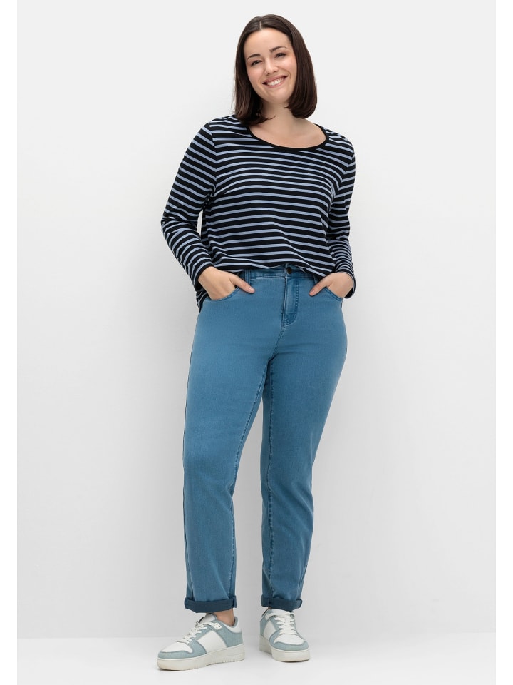 sheego Ringelshirt in taubenblau gestreift günstig kaufen