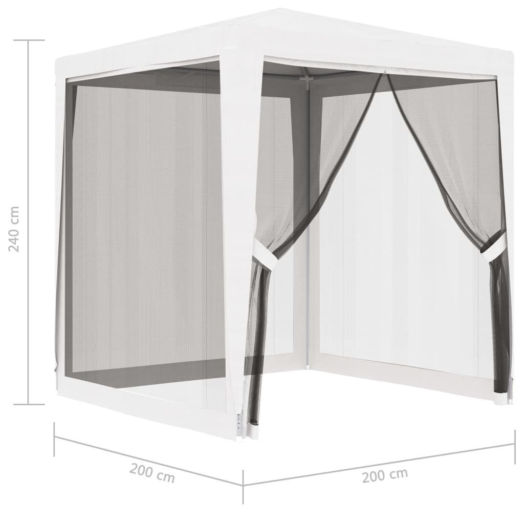 vidaXL Pavillon Partyzelt mit 4 Netz-Seitenwänden 2 x 2 m Weiß Garten
