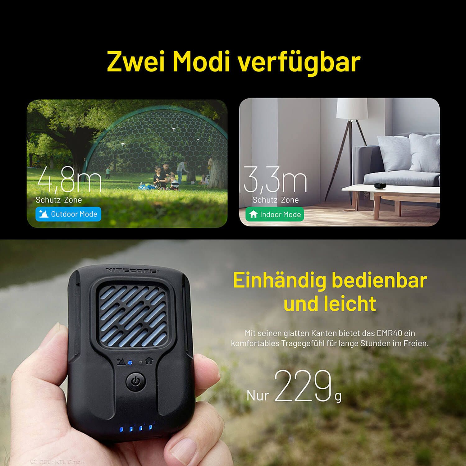 Mückenabwehrgerät EMR40 mit Akku 7800mAh