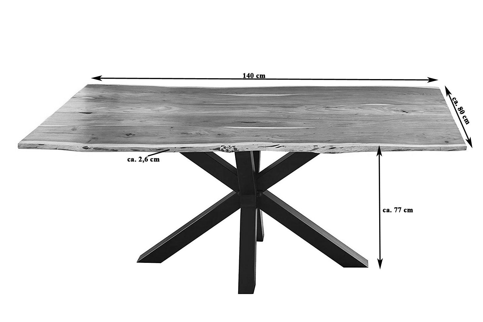 SAM® Baumkantentisch Quincy, Akazie, naturfarben, Baumkante, Einzeltisch 140