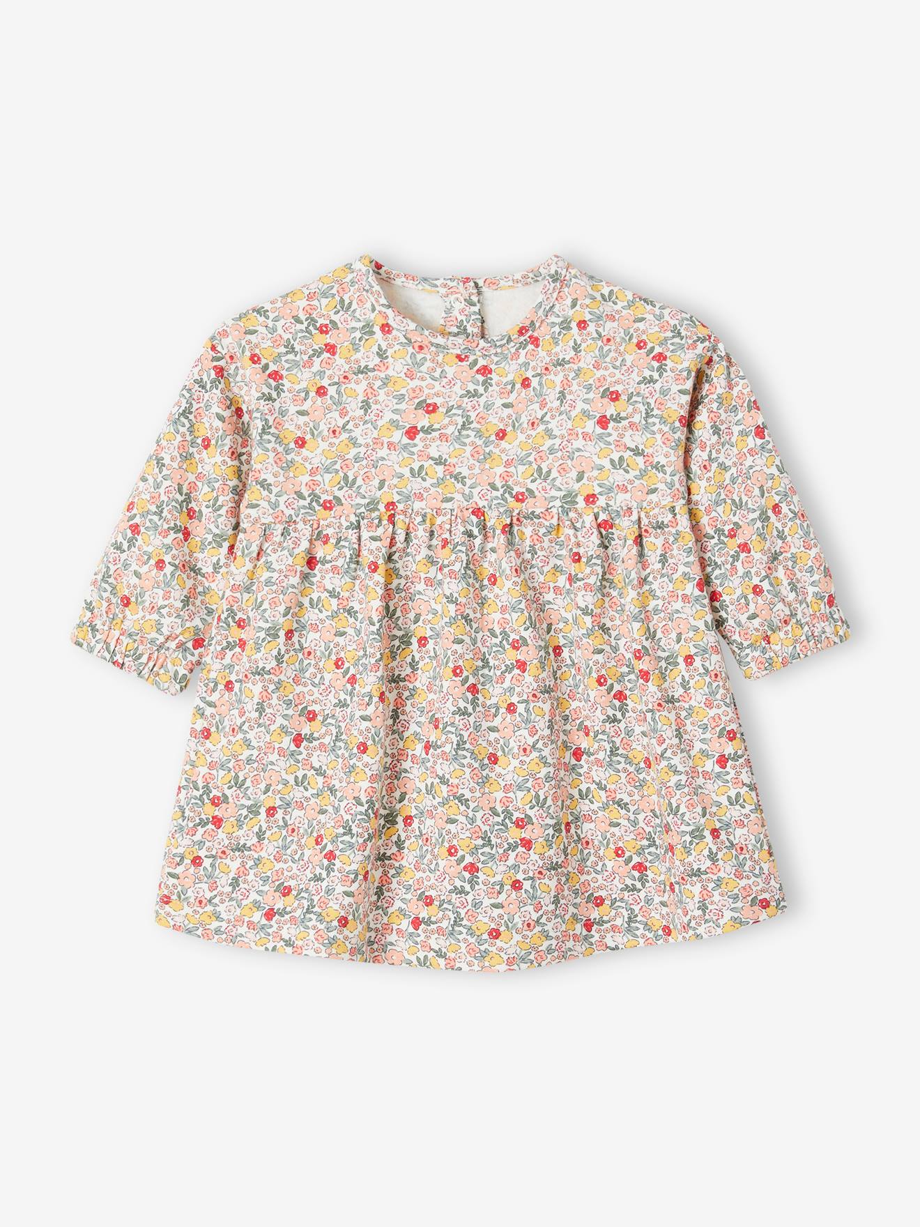 Vertbaudet Mädchen Baby-Set: Kleid, Strickjacke & Haarband, personalisierbar Oeko Tex - koralle