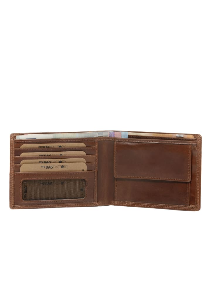 SID & VAIN Leder-Geldbörse echt Leder Geldbeutel groß hell-braun in braun günstig kaufen onesize