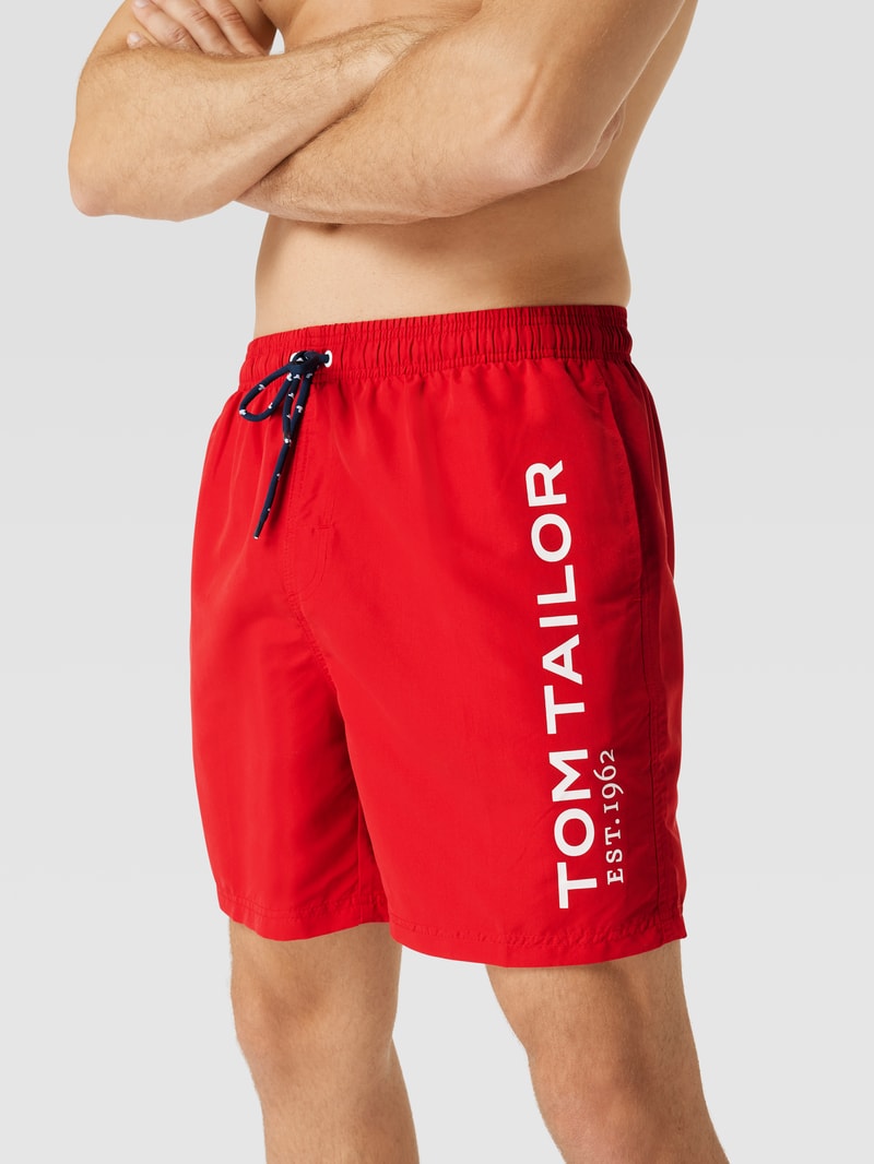 Badehose mit Label-Print in rot