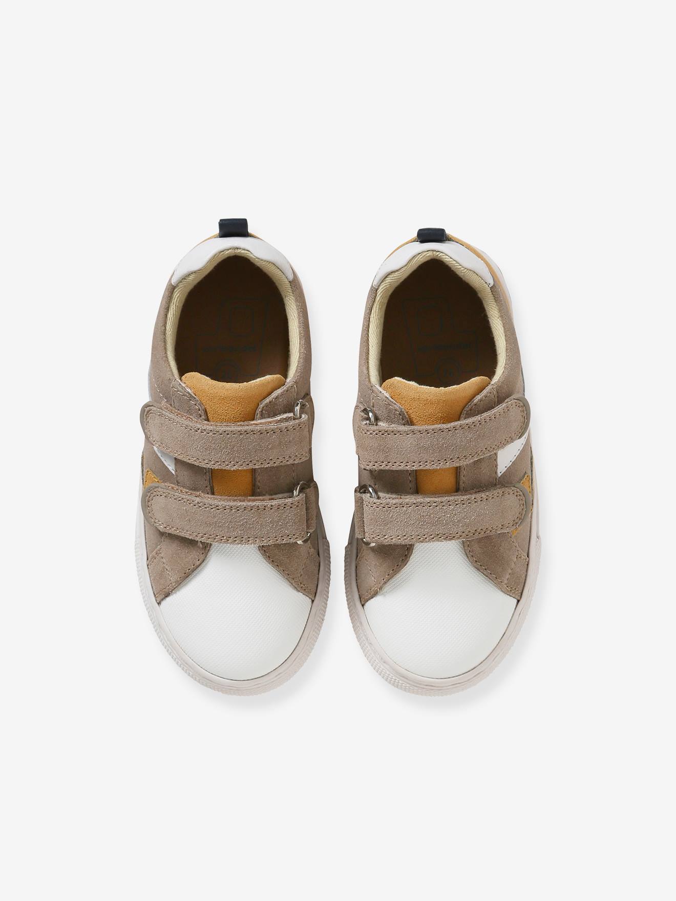 Baskets scratchées cuir garçon collection maternelle marine