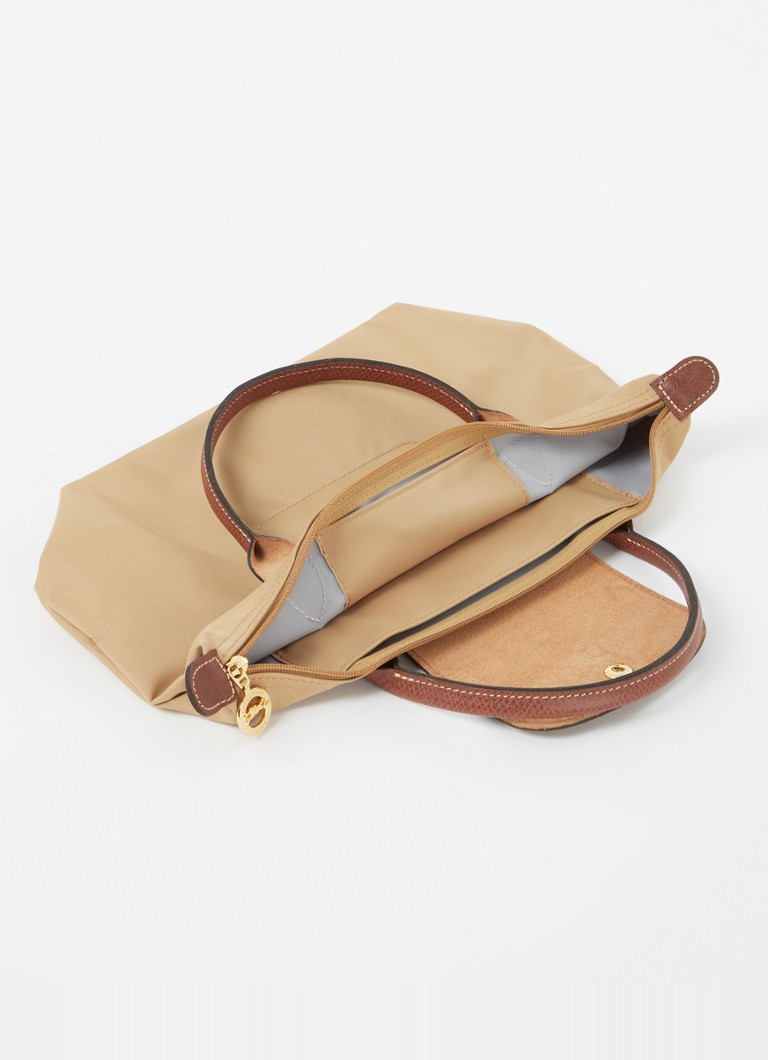 Geantă originală Longchamp Le Pliage, mărimea S, cu detalii din piele.