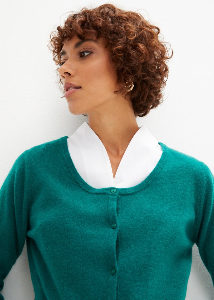 Wollstrickjacke mit Good Cashmere Standard®-Anteil