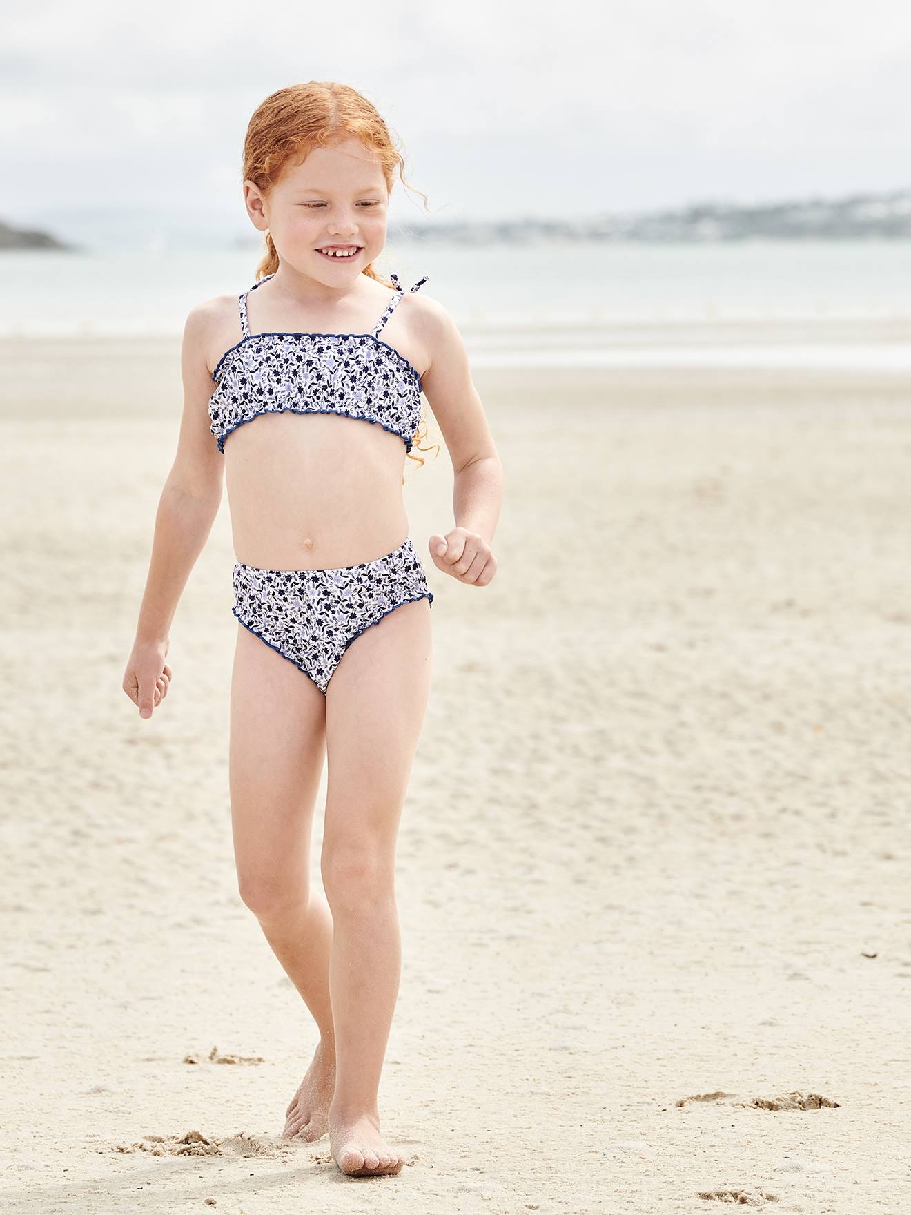 Maillot de bain 2 pièces fleurifille bleu