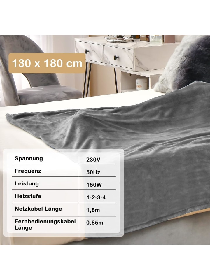 COSTWAY Heizdecke 130 x 180 cm in Grau günstig kaufen 130 cm