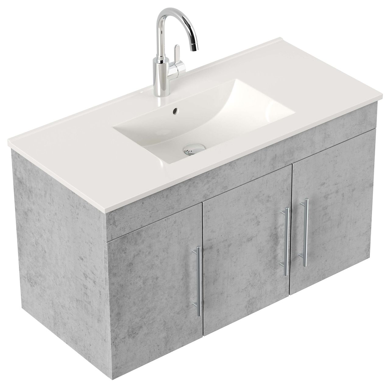 Posseik Badmöbel-Set Teramo 100 cm (4-teilig) Beton EEK: F