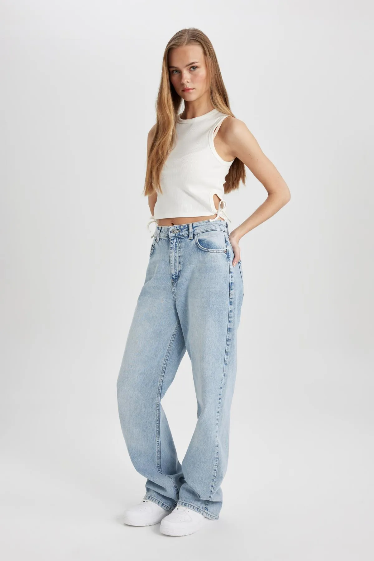 DeFacto  Afra X 90s Wide Leg High Waist Wide Leg Long Jean Hose B8246ax24sp