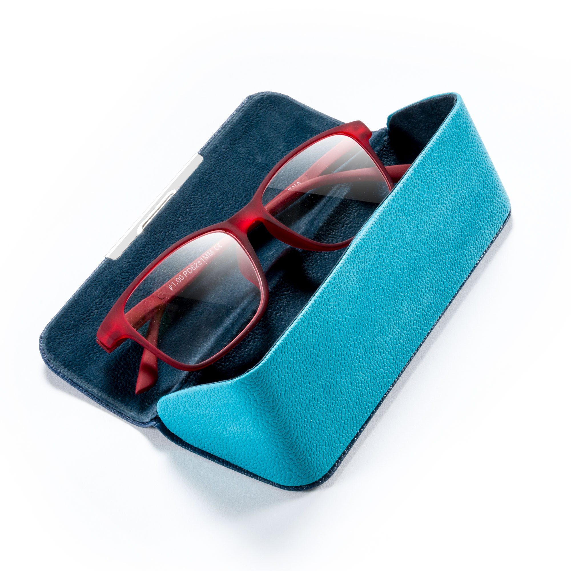 FEFI Brillenetui Stylisches Hardcase in ausgefallener Form, inklusive Mikrofasertuch