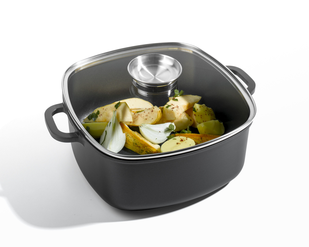 Servierpfanne mit Aromaknopf matt