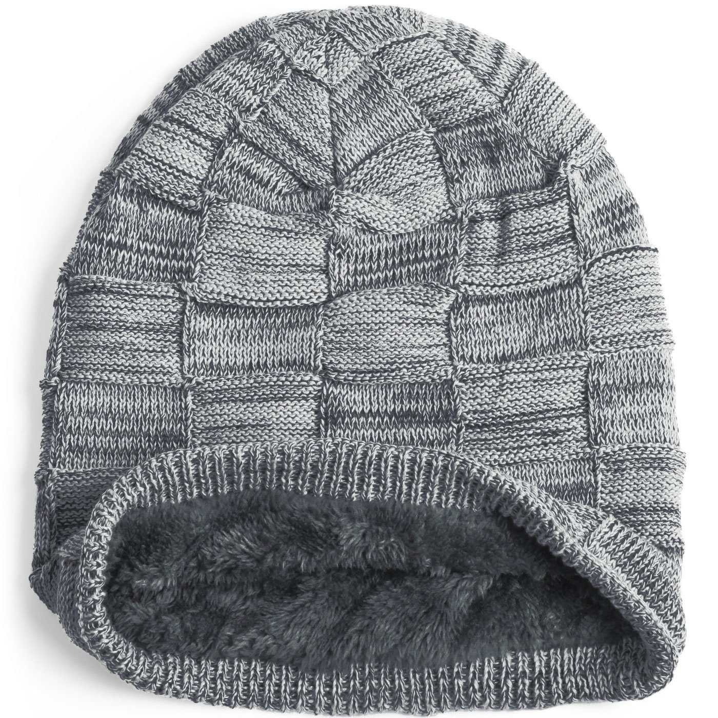 compagno Strickmütze (1-St) Gefütterte Beanie Wintermütze Damen Herren Mütze Haube Winter Herbst