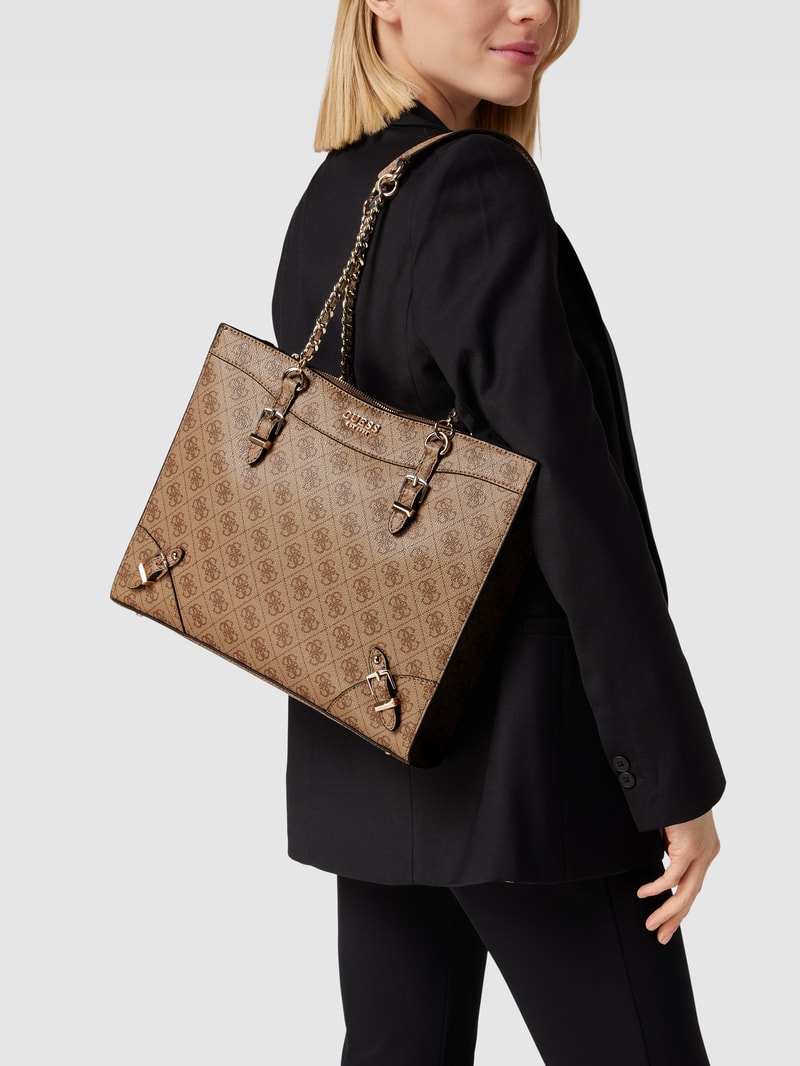 Tote Bag mit Label-Print Modell 'DIDI' in sand