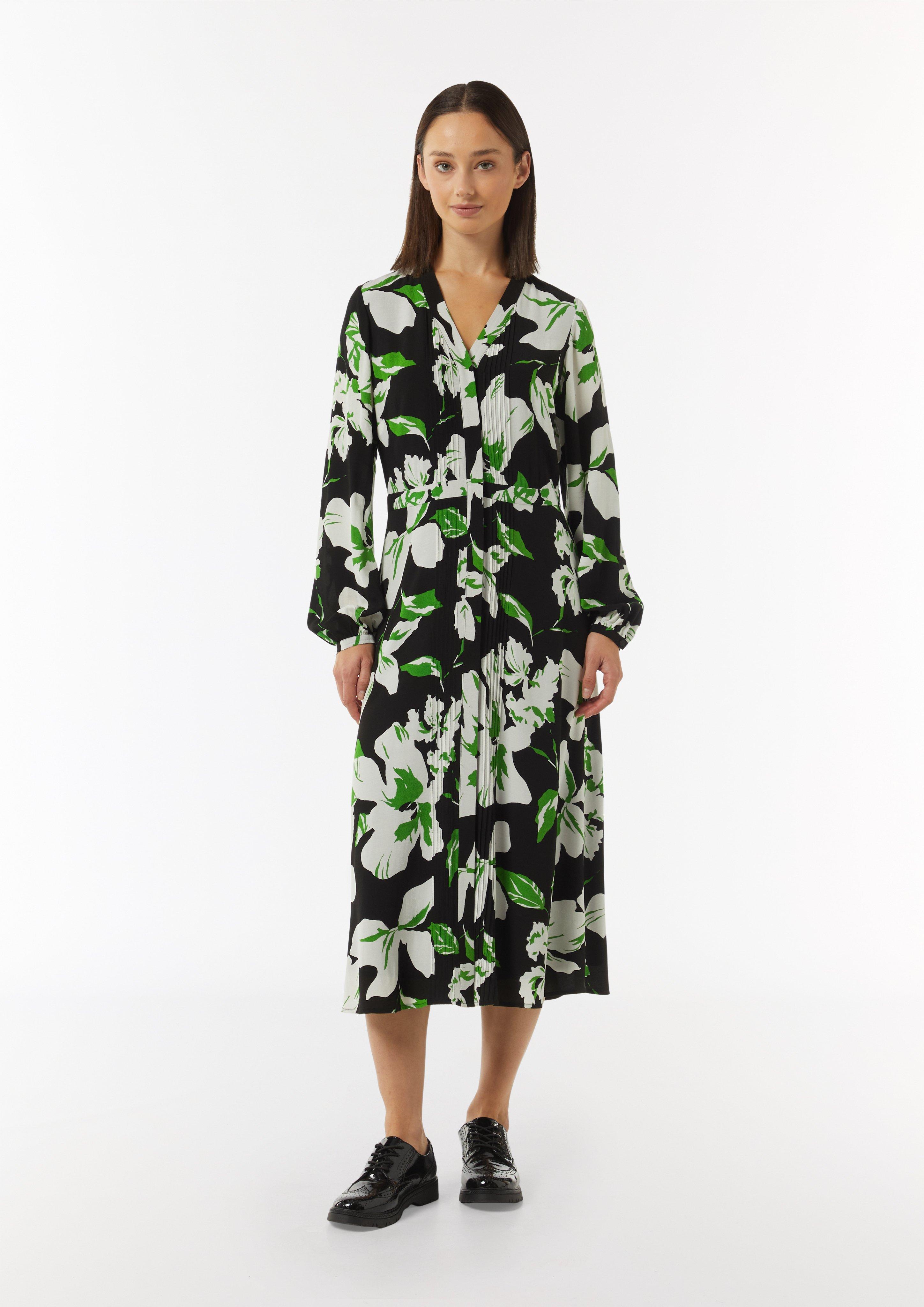 Midikleid aus Crêpe mit verdeckter Knopfleiste - schwarz
