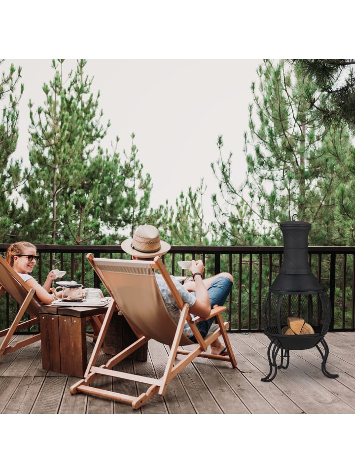 relaxdays Terrassenofen in Schwarz - (H)88 x Ø38 cm günstig kaufen onesize