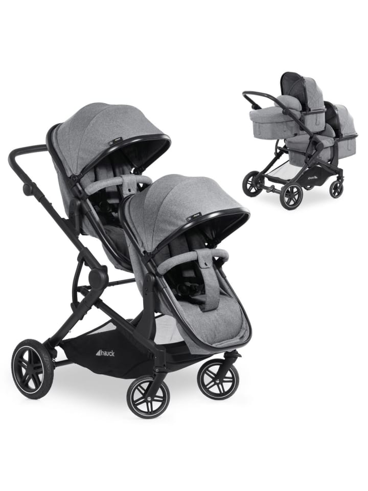 Hauck Zwillingskinderwagen Atlantic Twin (inkl. Babywanne in grau,schwarz günstig kaufen onesize