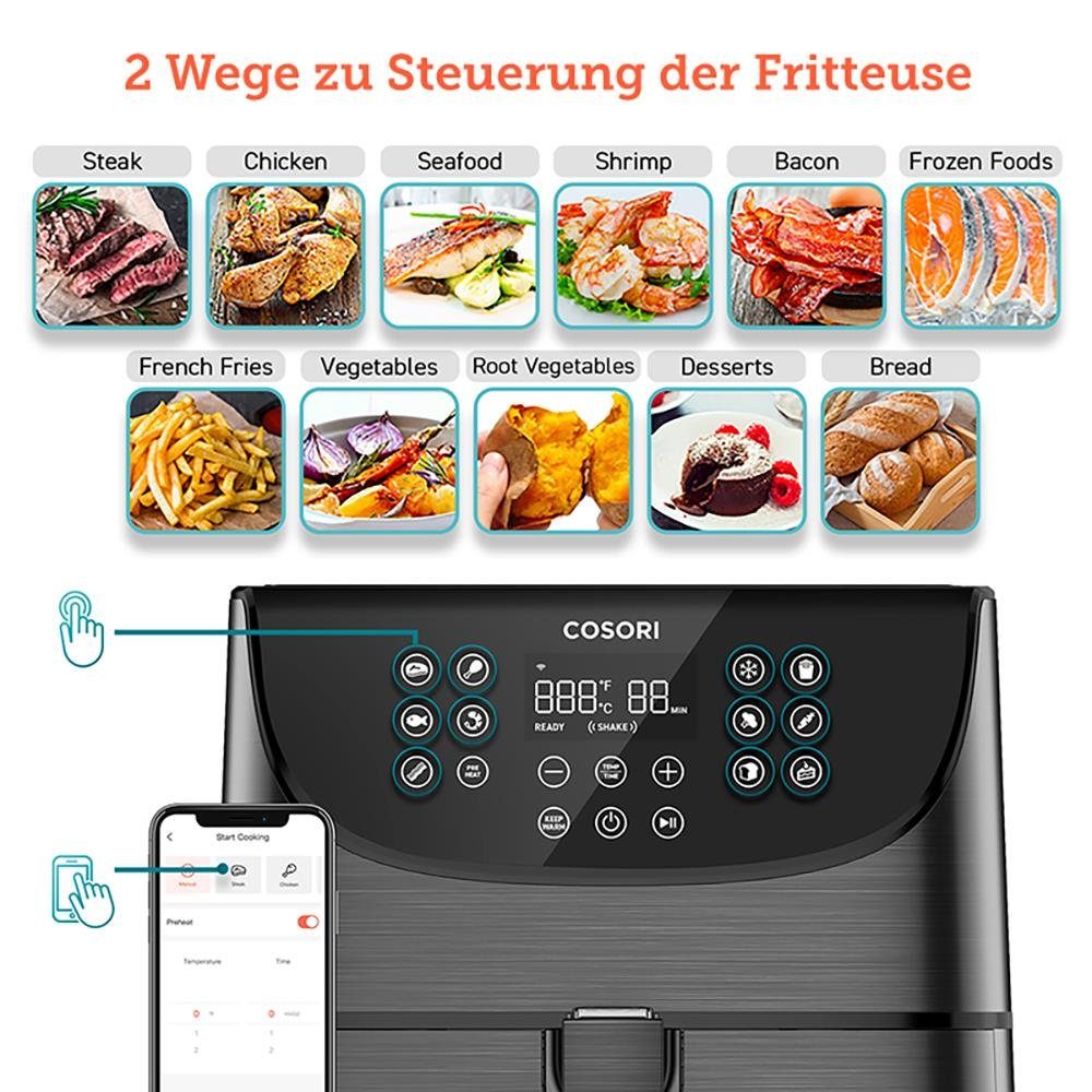 Cosori Heißluftfritteuse Spezial Edition, App-Steuerbar, 5.5L XXL, 1700 W