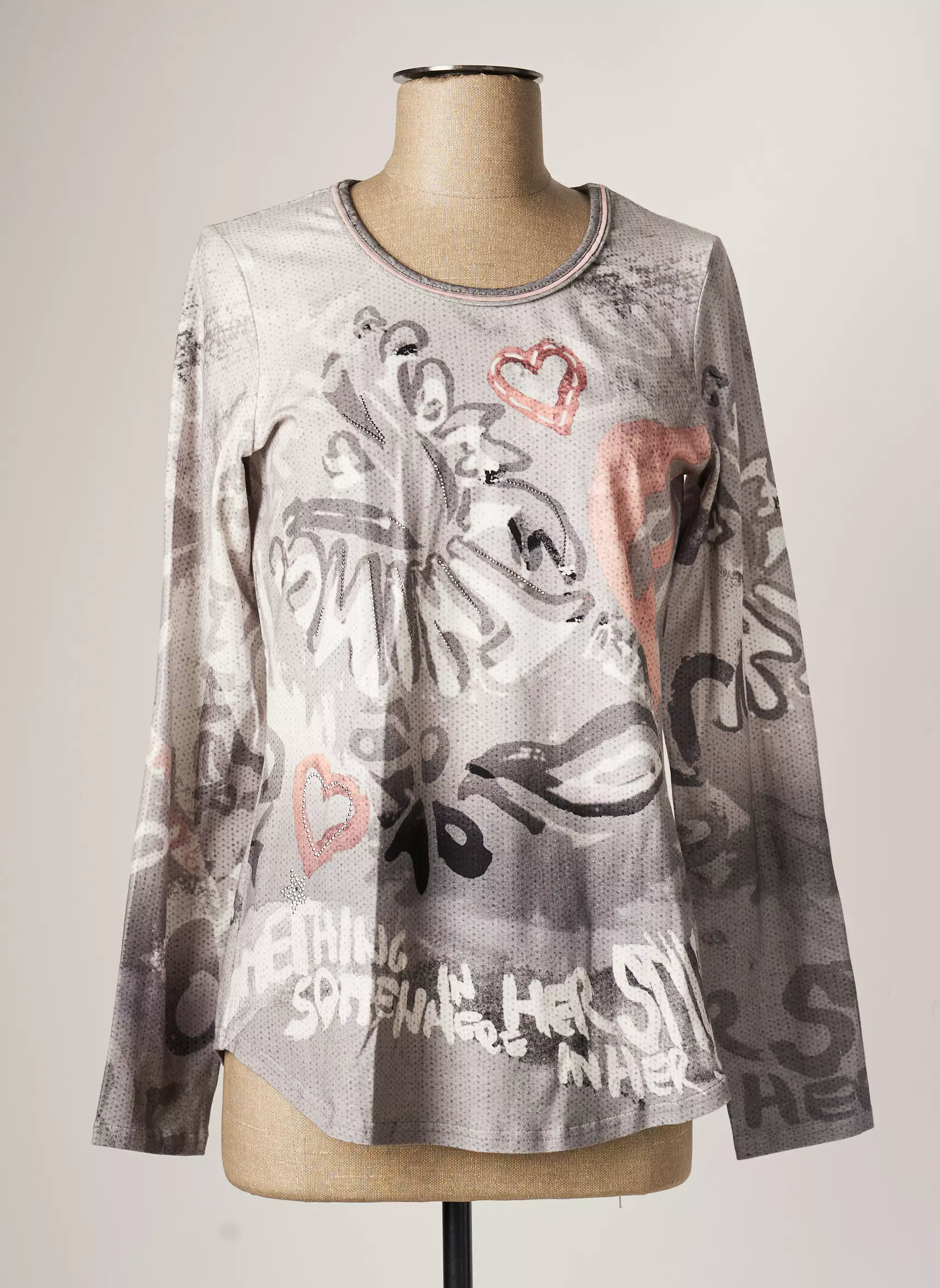 Just White Tshirts Femme couleur gris