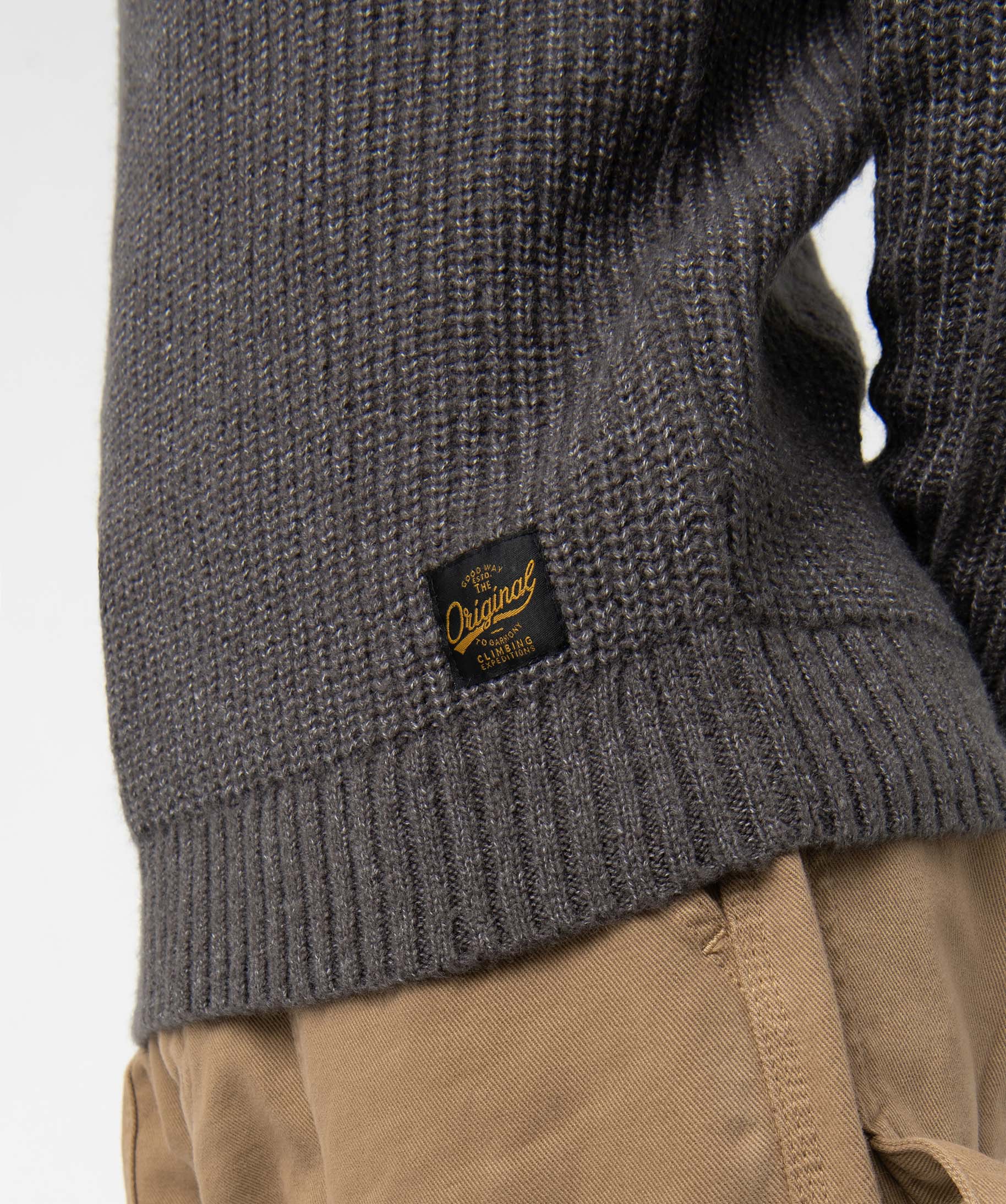 Pull homme à col chale contenant de la laine gris fonce | GEMO