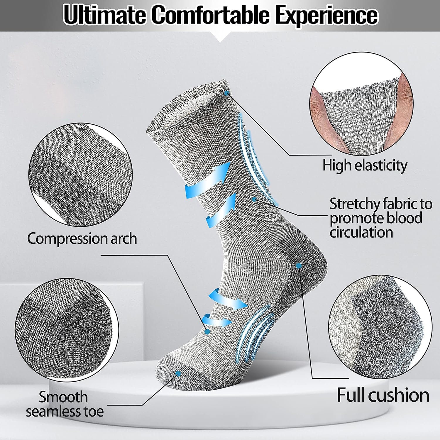 Alster Herz Thermosocken Premium Merino Wollsocken, Damen und Herren, Herbst, Winter, A0330 (1-Paar) Wolle Wintersocken