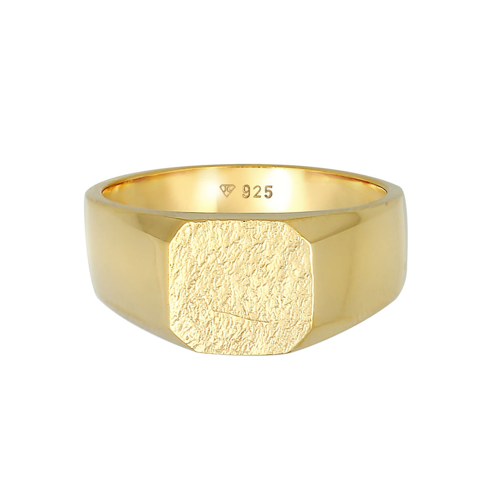KUZZOI KUZZOI Bague Hommes sceau carré basique texture noire en argent sterling 925 Bague