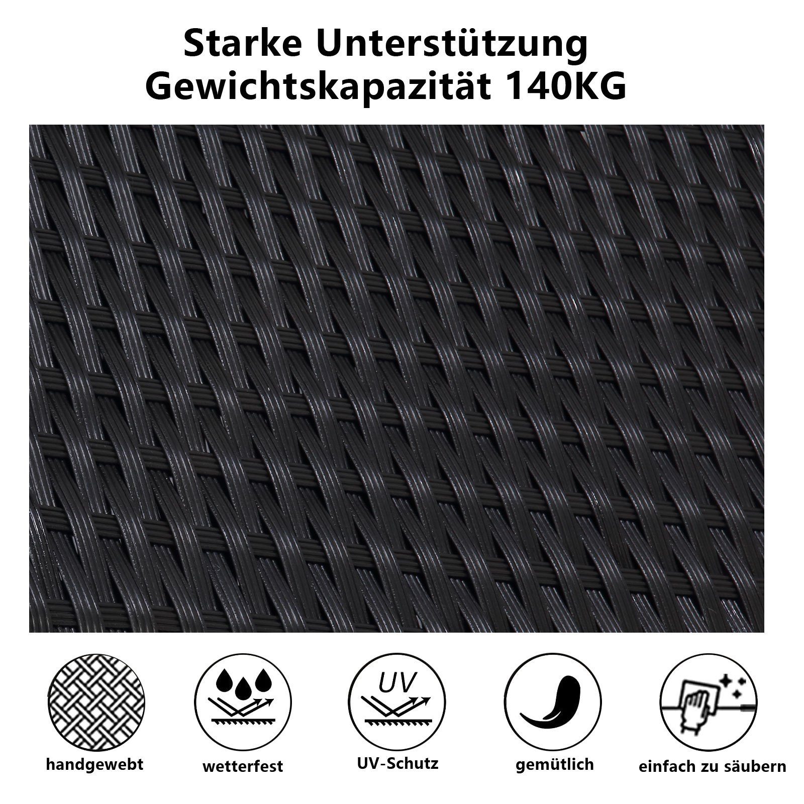 MeXo Gartenlounge-Set, (Sofa Lounge Garnitur Sitzgarnitur, 4-tlg., 2er Sofa, 2 Sessel, Tisch), Loungeset aus Handgeflochtenes Polyrattan