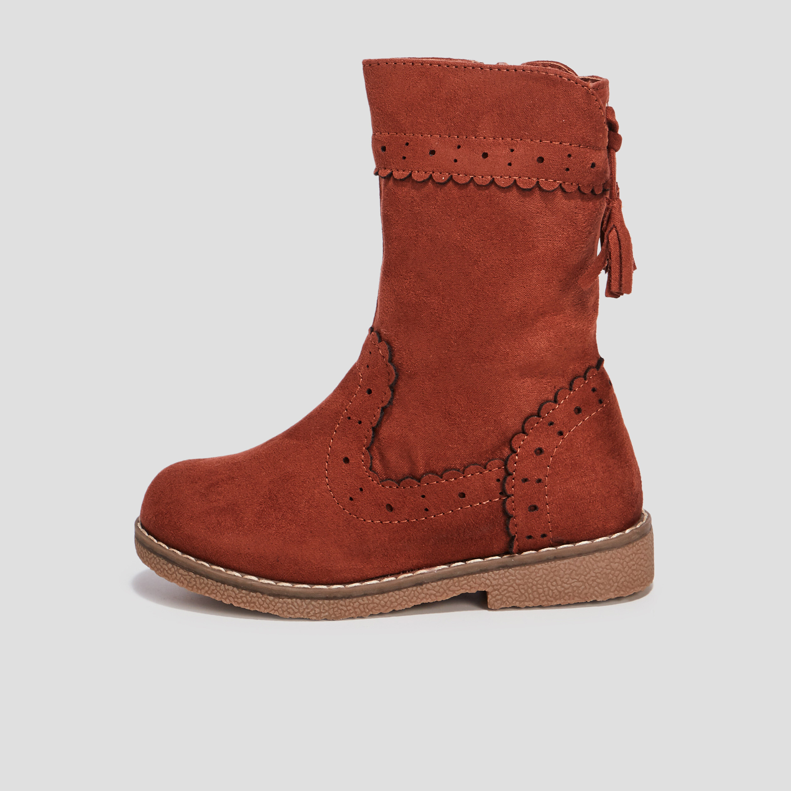 Bottes avec bord festonné terracotta fille | La Halle