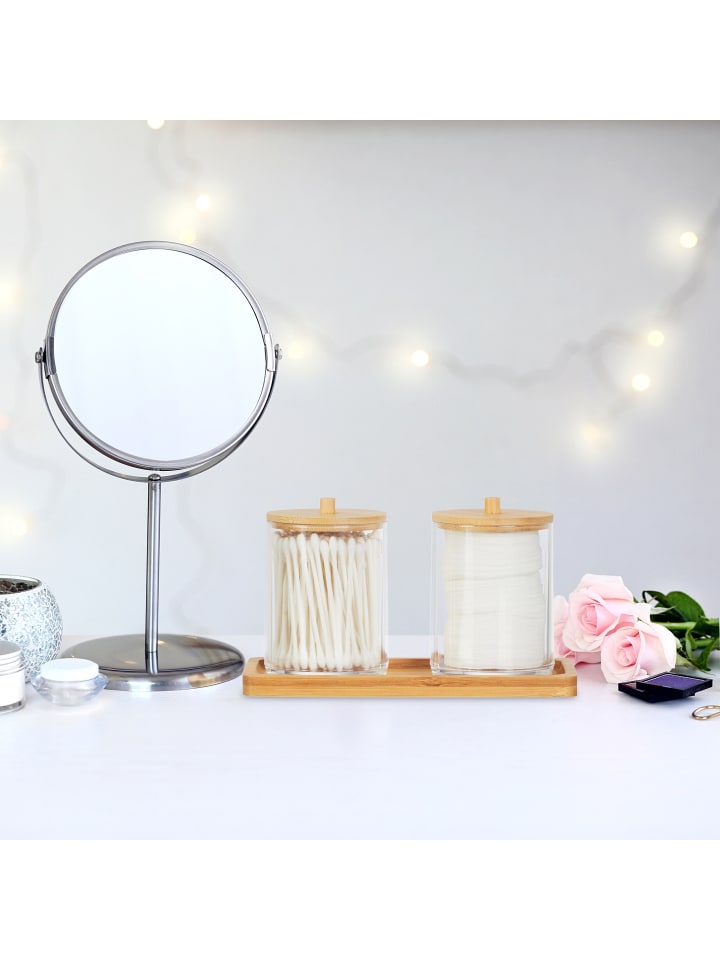 relaxdays Wattestäbchenbehälter in Transparent/ Natur günstig kaufen onesize