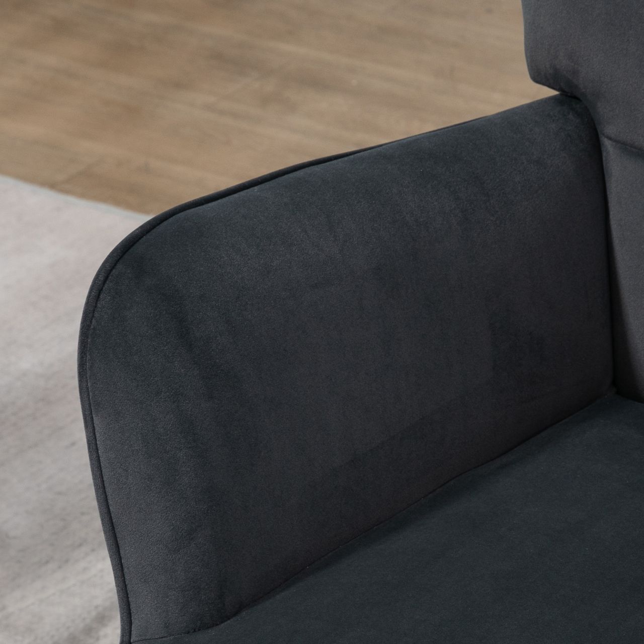 HOMCOM Ohrensessel mit Hocker, Relaxsessel, Loungesessel mit Samtoptik