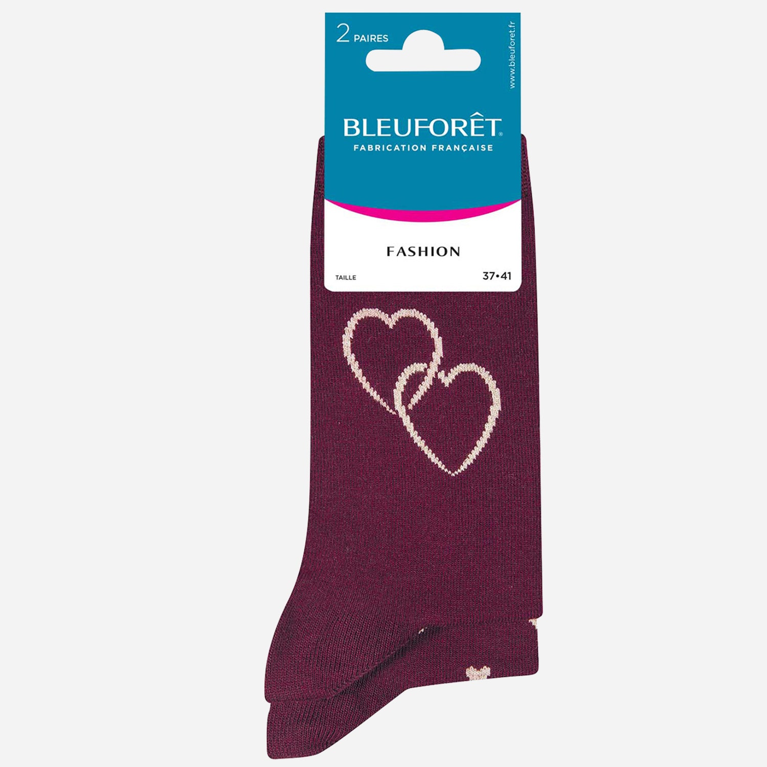 2 paires de chaussettes BLEUFORET à cœurs 37-41