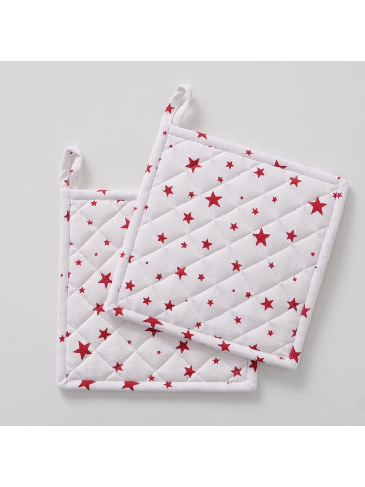 Boltze Topflappen STERNE Weiß mit roten Sternen 2er Set günstig kaufen onesize